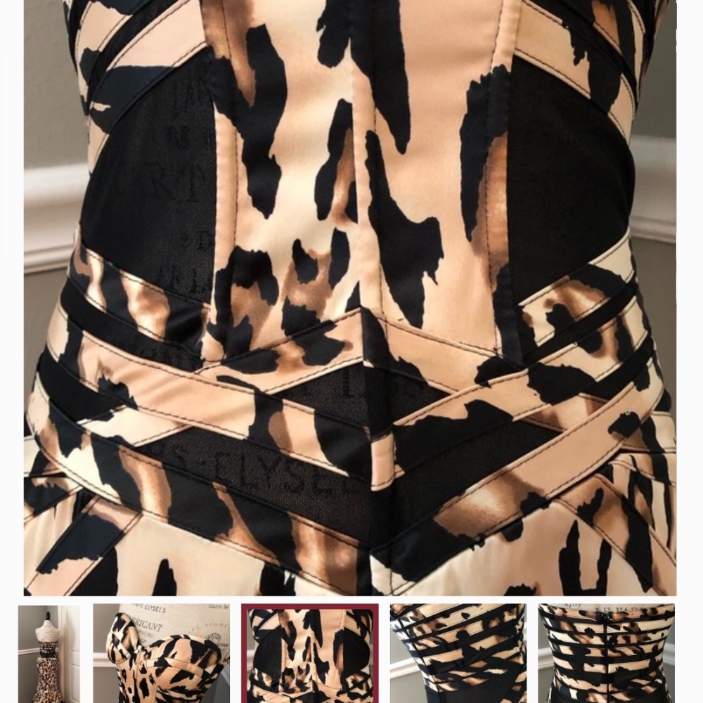 NEW JOVANI LEOPARD SEE THRU ILLUSION FORMAL GOWN